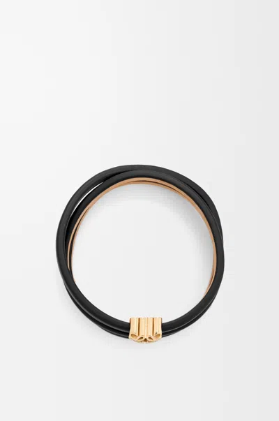 Loewe Anagram Bombé Twist Bracelet In Leather Skin Size: M For Woman In Black