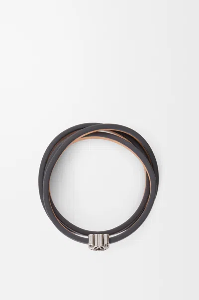 Loewe Anagram Bombé Twist Bracelet In Leather Skin Size: M For Woman In Black