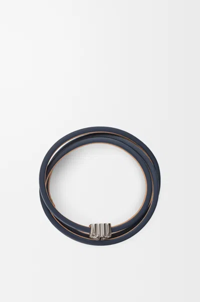 Loewe Anagram Bombé Twist Bracelet In Leather Skin Size: M For Woman In Blue