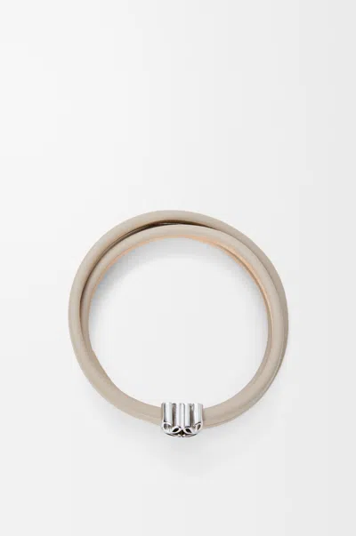 Loewe Anagram Bombé Twist Bracelet In Leather Skin Size: M For Woman In Neutral