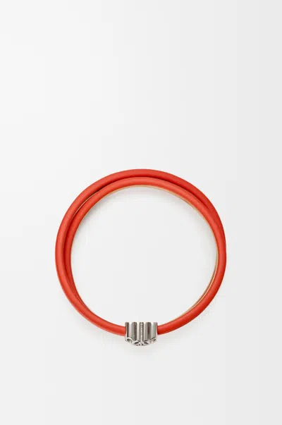 Loewe Anagram Bombé Twist Bracelet In Leather Skin Size: M For Woman In Red