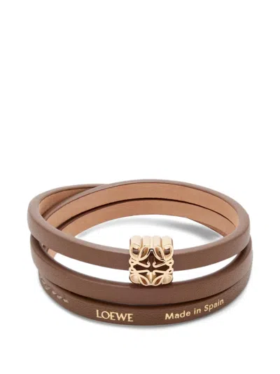 Loewe Anagram Bombé Twist Leather Bracelet In Brown
