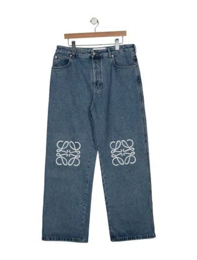 Pre-owned Loewe Anagram Bootcut Jeans In Blue