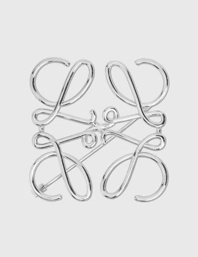 Loewe Anagram Brooch In Silver-tone Metal In Metallic