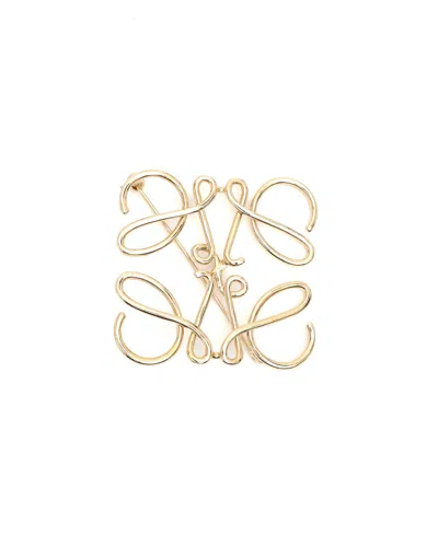 Pre-owned Loewe Anagram Brooch In Gold