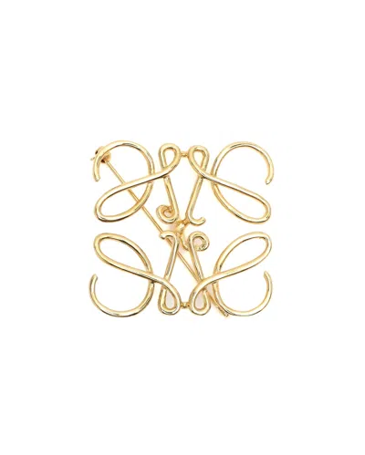 Pre-owned Loewe Anagram Brooch In Gold