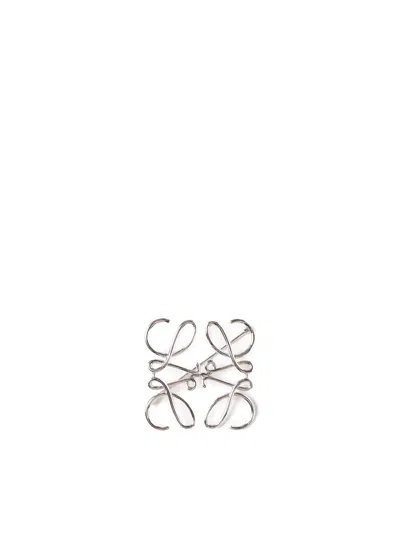 Loewe Anagram Brooch In Palladium Pleated Brass