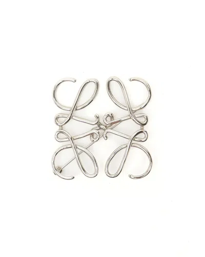 Pre-owned Loewe Anagram Brooch In Silver