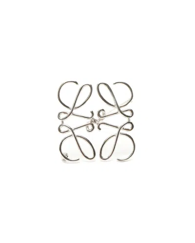 Pre-owned Loewe Anagram Brooch In Silver