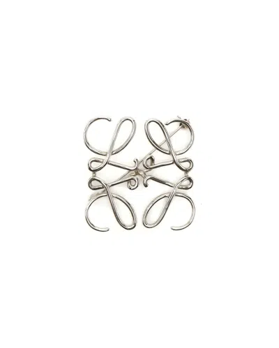 Pre-owned Loewe Anagram Brooch In Silver