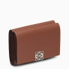 LOEWE ANAGRAM BROWN GRAINED LEATHER TRIFOLD WALLET