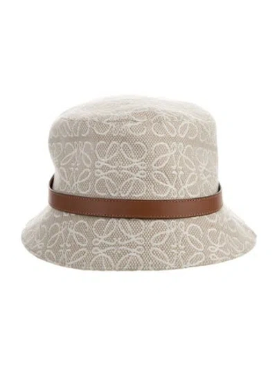 Pre-owned Loewe Anagram Bucket Hat In Neutral