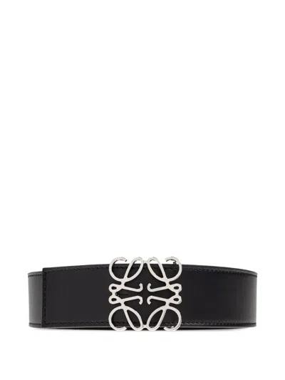 Loewe Anagram-buckle Leather Belt In Black