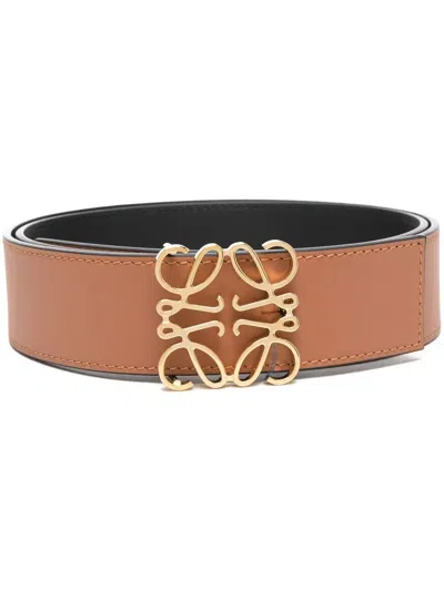 Loewe Anagram Leather Belt In Brown