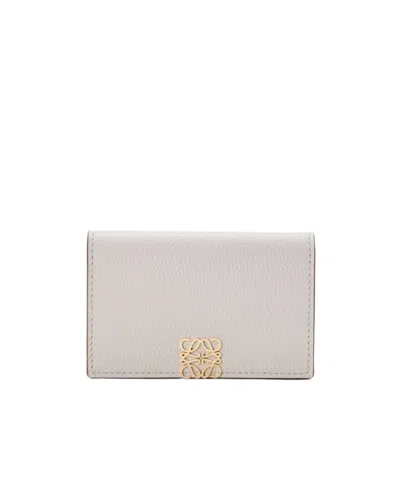 Loewe Anagram Business Cardholder In Pebble Grained Calfskin In White