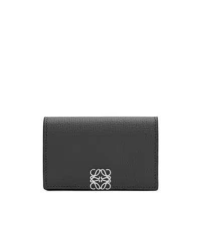Loewe Anagram Business Cardholder In Pebble Grained Calfskin In Black
