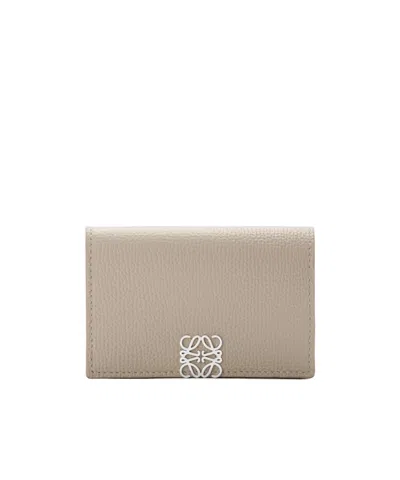 Loewe Anagram Business Cardholder In Pebble Grained Calfskin In Brown
