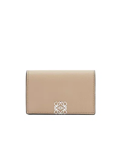 Loewe Anagram Business Cardholder In Pebble Grained Calfskin In Neutral