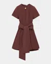 Loewe Anagram-button Waist-tie Linen Mini Dress