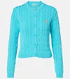 Loewe Contrast Anagram Cable Knit Crewneck Sweater In Blue