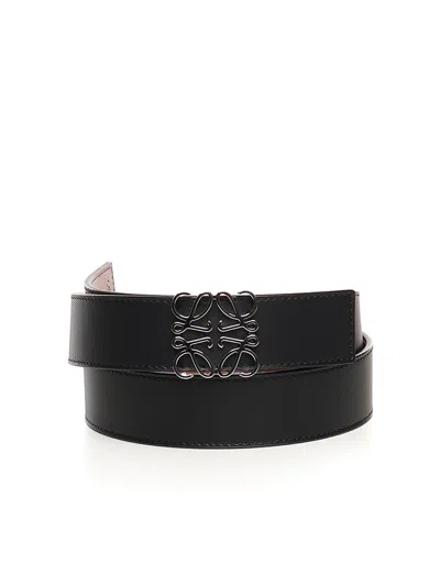 Loewe Anagram Calfskin Belt In Black