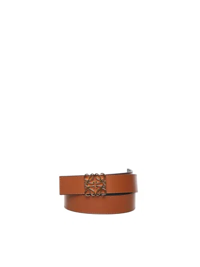 Loewe Anagram Calfskin Belt In Brown