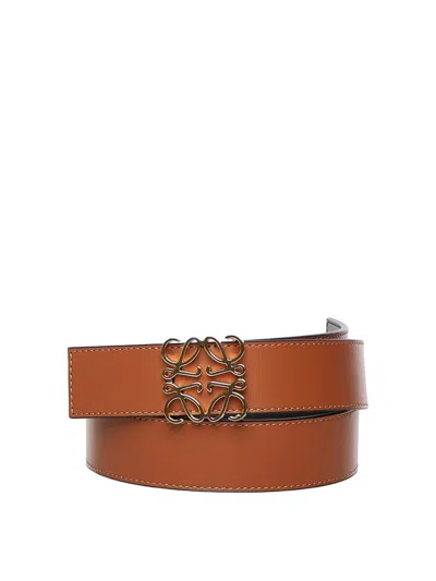 Loewe Anagram Calfskin Belt In Brown