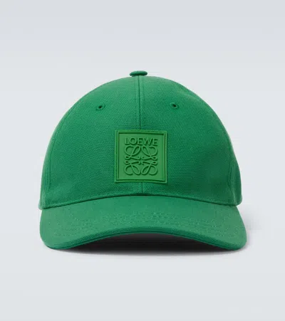 Loewe Anagram Canvas Baseball Cap In Green