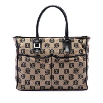 Pre-owned Loewe Anagram Canvas Repeat Tote In White
