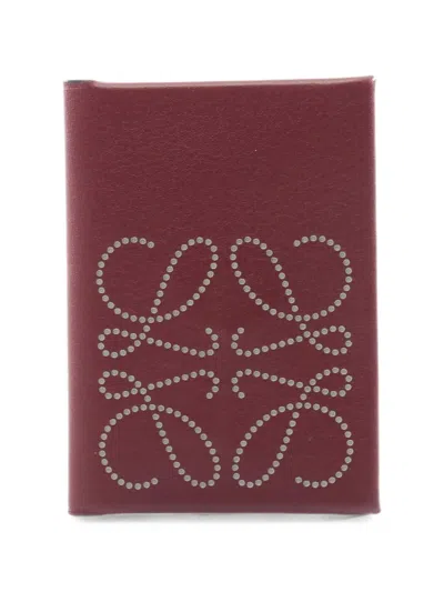Pre-owned Loewe Anagram Card Case In Red