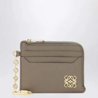 Loewe Anagram Card Holder In Taupe With Chain