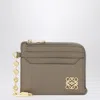 Loewe Anagram Card Holder In Taupe With Chain In Brown