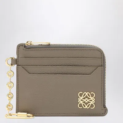 Loewe Anagram Card Holder In Taupe With Chain In Brown