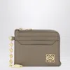 Loewe Anagram Card Holder In Taupe With Chain Women In Green