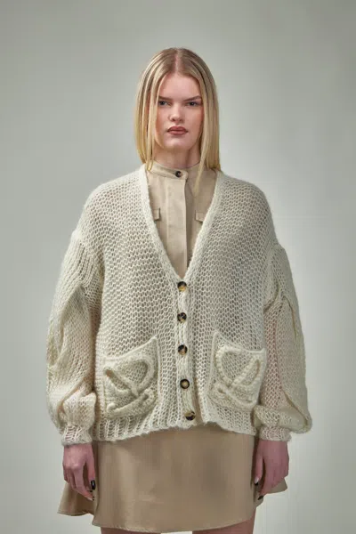 Loewe Anagram Mohair-blend Cardigan In Beige