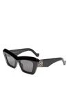 Loewe Bevelled Cat Eye Sunglasses In Black/gray Solid