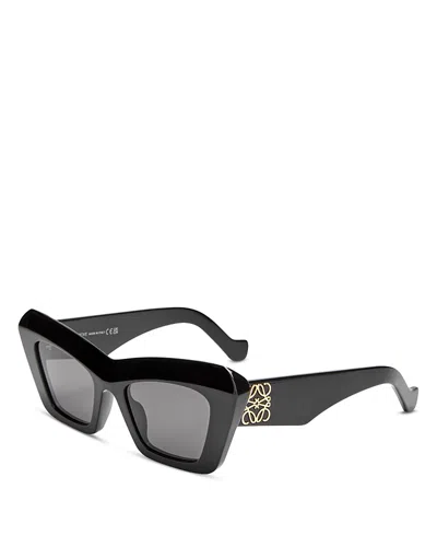 Loewe Anagram Cat Eye Sunglasses, 51mm In Black/gray Solid