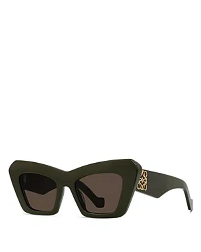 Loewe Anagram Cat Eye Sunglasses, 51mm In Green/brown Solid