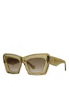 Loewe Womens Transparent Olive Beveled Cat-eye Acetate Sunglasses In Green