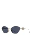 Loewe Gold Anagram Hexagonal Cat-eye Sunglasses In Silver/denim