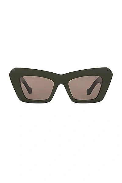 Loewe Anagram Cat Eye Sunglasses In Shiny Dark Green & Brown