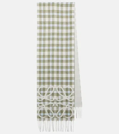 Loewe Anagram Checked Silk And Cashmere Scarf In Multi