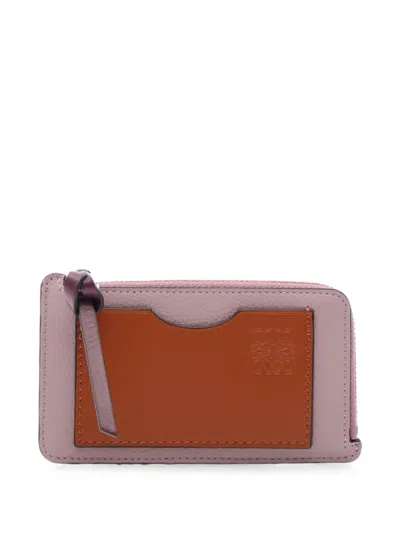 Pre-owned Loewe Anagram Coin Card Holder In Purple