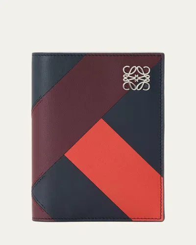 Loewe Anagram Colorblock Passport Cover In Leather In Blue