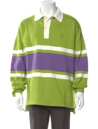 Pre-owned Loewe Anagram Colorblock Pattern Polo Shirt In Green