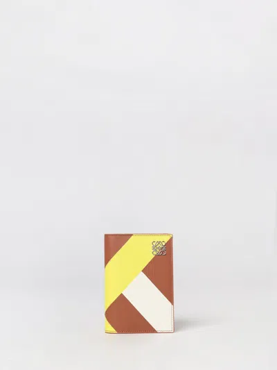 Loewe Anagram Compact Bifold Wallet In Bicolour Calfskin Leather In Brown