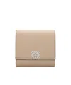 Loewe Anagram Compact Flap Wallet In Pebble Grain Calfskin In Neutral