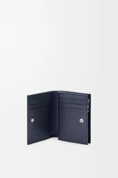 Loewe Anagram Compact Wallet In Pebble Grained Leather Skin For Woman In Blue