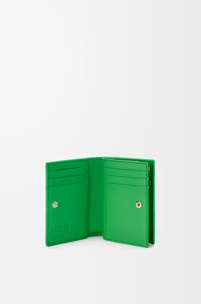 Loewe Anagram Compact Wallet In Pebble Grained Leather Skin For Woman In Green