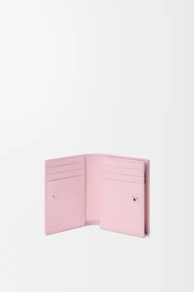 Loewe Anagram Compact Wallet In Pebble Grained Leather Skin For Woman In Pink